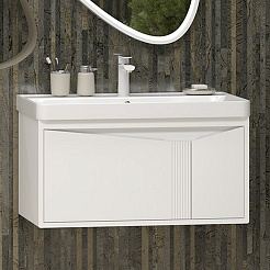 Brevita Тумба под раковину Cascade 80 подвесная белая – фотография-7