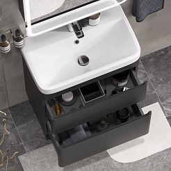 Equil Тумба под раковину Eltoro 70 2 ящика напольная черный софт – фотография-5