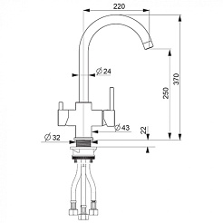 Florentina Смеситель FL-06 грей для кухонной мойки – фотография-2