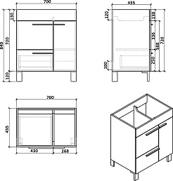 Parly Мебель для ванной Gill 70 цементно-серый – фотография-11
