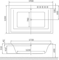 Excellent Акриловая ванна Crown Lux 190x120 с гидромассажем – фотография-9