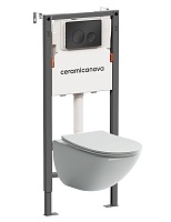 Ceramicanova Подвесной унитаз Mono Rimless с системой инсталляции Balance кнопка Circle черный матовый