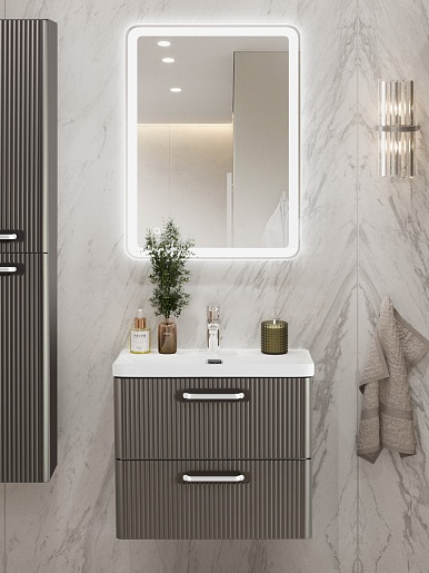 BelBagno Тумба с раковиной Due 50 подвесная Оружейная сталь ручки Белые – фотография-8