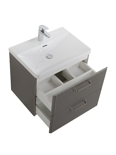 BelBagno Тумба с раковиной Due 50 подвесная Сатин ручки Матовый атласный никель – картинка-11