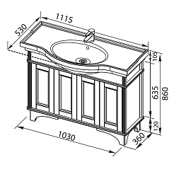 Aquanet Тумба с раковиной Николь 110 орех  – фотография-6