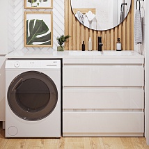 Vivon Тумба с раковиной под стиральную машину Donna 150R 3 ящика напольная белый глянец