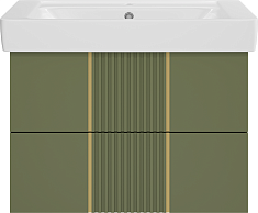 Brevita Тумба под раковину Vega 80 подвесная зеленая/золото