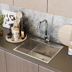 Mixline Мойка настольный монтаж 60/50 (3,0) выпуск 3 1/2 сатин – фотография-5