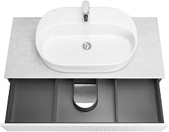 Акватон Мебель для ванной Марбл 100 Одри Round подвесная слэйт/белая матовая – фотография-10