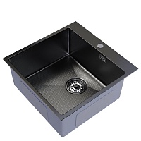 Mixline Мойка настольный монтаж 50/50 (2,0) выпуск 3 1/2 черный графит НАНО декор