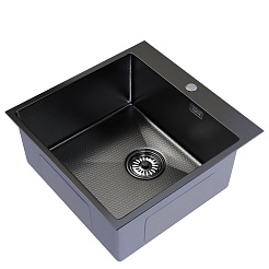 Mixline Мойка настольный монтаж 50/50 (2,0) выпуск 3 1/2 черный графит НАНО декор – фотография-1