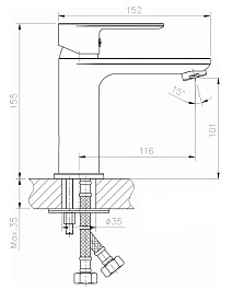 Mixline Смеситель для раковины 35k ML33-04GR "City Graphite" графит – фотография-3