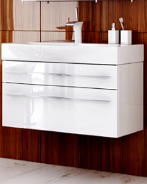 Aqwella Тумба с раковиной Милан 100 подвесная, с ящиками – фотография-1