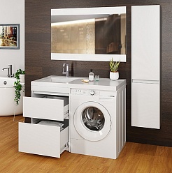 Mixline Тумба с раковиной Созвездие 120 L под стиральную машину белая – фотография-6
