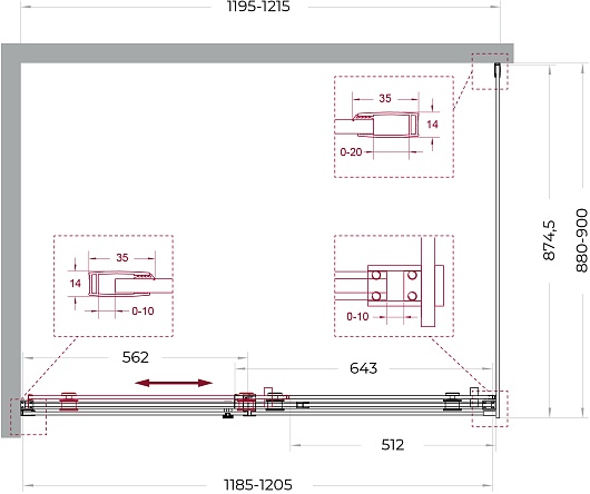 BelBagno Душевой уголок Soft Close-2 SOFT_CLOSE-2-AH-1-120/90-C-GM 120x90 профиль оружейная сталь стекло прозрачное – фотография-12