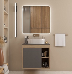 Teymi Тумба с раковиной Nura 60 дуб эврика/графит матовый T60529 раковина T50602 – фотография-4