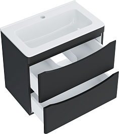 Vivon Тумба с раковиной Ostin 60 подвесная черная матовая – фотография-8