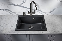 Milacio Мойка кухонная Murcia 60 Cuarzo черная матовая – фотография-3