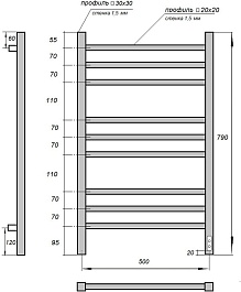 Point Полотенцесушитель электрический Вега П9 500x800 PN71858 хром – фотография-3