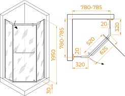 RGW Душевой уголок Passage PA-081B 80x80 профиль черный стекло матовое сатинат – фотография-3