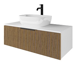 Зов Тумба с раковиной Кито 80 столешница подвесная белая/тростник – фотография-1