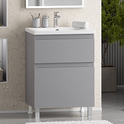 Misty Тумба под раковину Лаки 60 серая – фотография-6