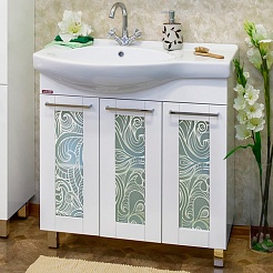 Sanflor Тумба с раковиной Валлетта 80 R зеркальный узор – фотография-1