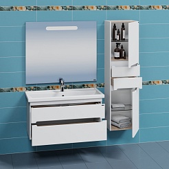 СанТа Тумба с раковиной Лондон 100 подвесная 2 ящика белая – фотография-6