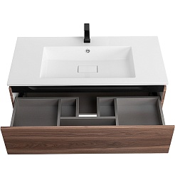 Cezares Тумба с раковиной Slider 100 подвесная дымчатый орех – фотография-5