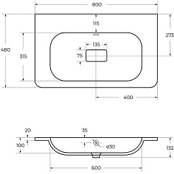 Cezares Тумба с раковиной без отверстия под смеситель Relax 80 подвесная дуб карамельный – фотография-17