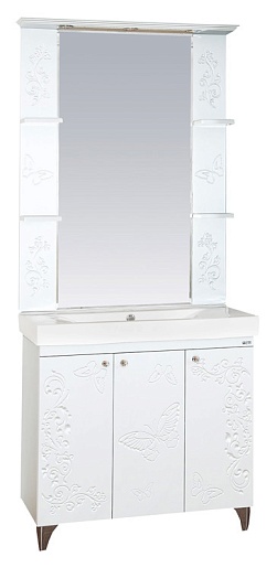 Misty Тумба с раковиной Вирджиния Бабочка 90 белая – фотография-2