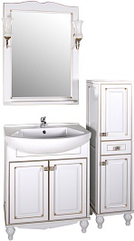 ASB-Woodline Зеркало для ванной Верона 65 белое патина золото, массив ясеня – фотография-2