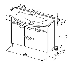 Aquanet Тумба с раковиной "Донна 100" венге – фотография-5