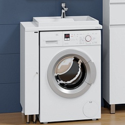 СанТа Мебель для ванной под стиральную машину Луна 75 R белая – фотография-3