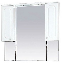 Misty Зеркальный шкаф Александра 105 белый металлик – фотография-1