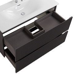 BelBagno Тумба с раковиной Uno 100 подвесная Темно-Серый матовый с раковиной BB-8099-100 – фотография-6