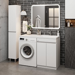 Onika Тумба с раковиной Милтон Нова 120 R под стиральную машину белая – фотография-6