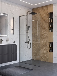 BelBagno Душевая перегородка Uno UNO-L-1-TB-100-C-GM 100x200 профиль оружейная сталь стекло прозрачное – фотография-2