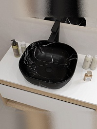 Teymi Раковина накладная в ванную Solli 41 artceramic мрамор чёрный матовый T50383 – фотография-4