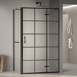 RGW Душевой уголок Passage PA-77-1B R (PA-07B R + Z-060-2B + держатель O-204B) 120x80 R профиль черный стекло прозрачное с рисунком – фотография-2