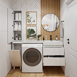 Vivon Тумба с раковиной под стиральную машину Donna 120R подвесная белый глянец эмаль – фотография-13