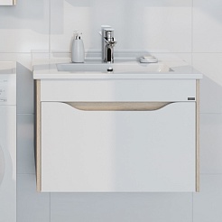 СанТа Тумба под раковину Сатурн 75 подвесная белая/дуб австрийский – фотография-3