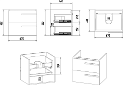 Misty Тумба под раковину Ненси 70 подвесная белая матовая – фотография-4