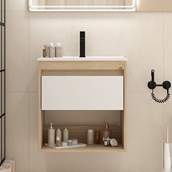 Teymi Тумба с раковиной Vitra 60 подвесная дуб/белый – фотография-3