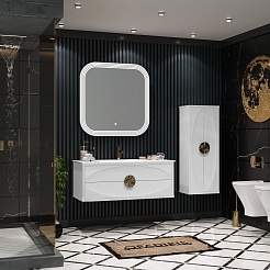 Opadiris Тумба с раковиной Ибица 120 подвесная белая/золото – фотография-11