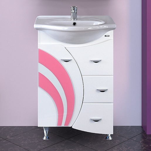 Misty Тумба для умывальника Каролина 60 3 ящика L розовое стекло – фото, картинка, фотография-1