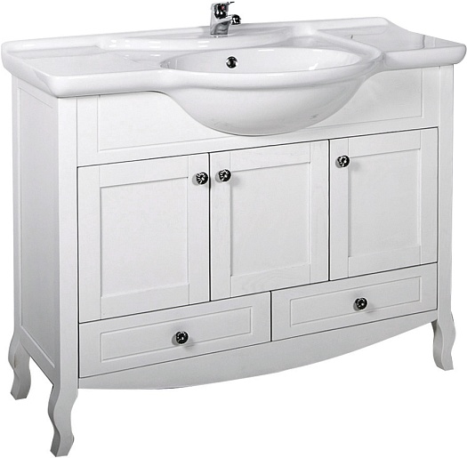 ASB-Woodline Тумба под раковину Флоренция 105 белый/патина серебро – фото, картинка, фотография-1