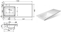 Style Line Тумба с раковиной Даллас 130 L 3 ящика под стиральную машину – фотография-14