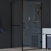 RGW Душевой уголок Hotel HO-045-1B (HO-011B + Z-060-2B + O-204B) 70x80 профиль черный стекло прозрачное