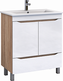 Vigo Тумба под раковину Grani 750-2-1 белая/дуб сонома – фотография-1